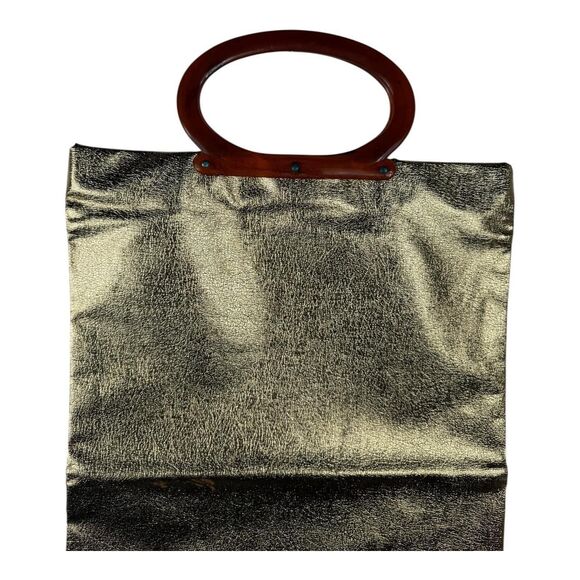 vintage gold metallic bag with - Picture 3 of 3